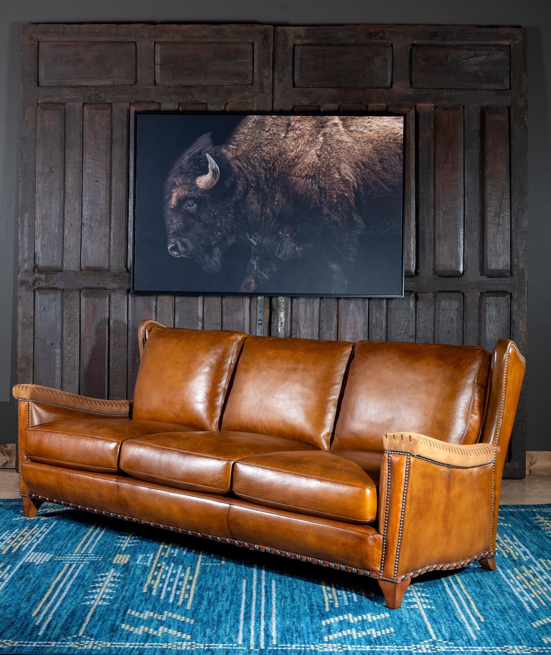 Handmade Full Grain Leather Sofa | Distressed Tan, American Made - Etsy
