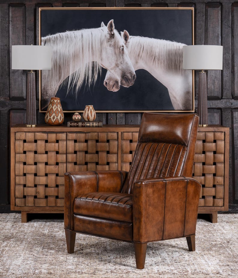 Hand Burnished Leather Recliner | Modern Rustic Design image 1