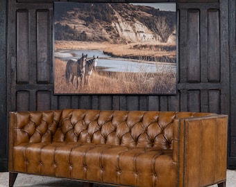 Kingston Leather Chesterfield Sofa | American Made, Tufted