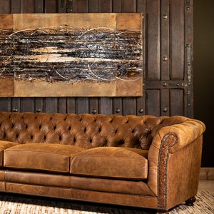 Buckeye Leather Chesterfield Sofa Fine Leather Furniture Tufted Rustic Elegant image 8