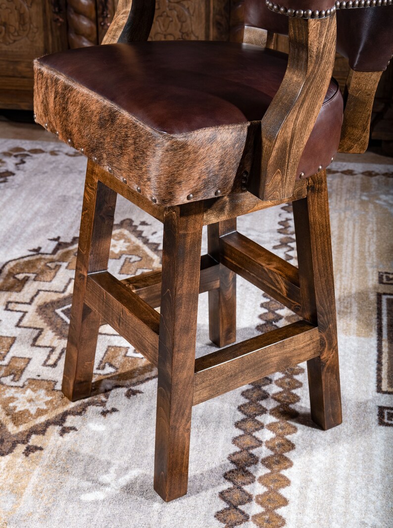 Chisum Wrangler Barstool American Made Top Grain Leather Swivel Stool