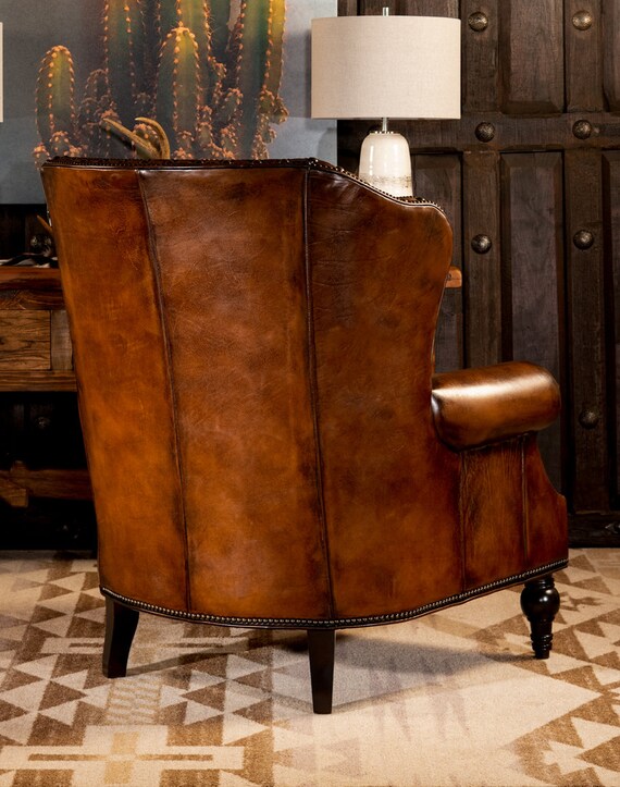 Canyon Sauvage Wingback Chair, Leather Furniture