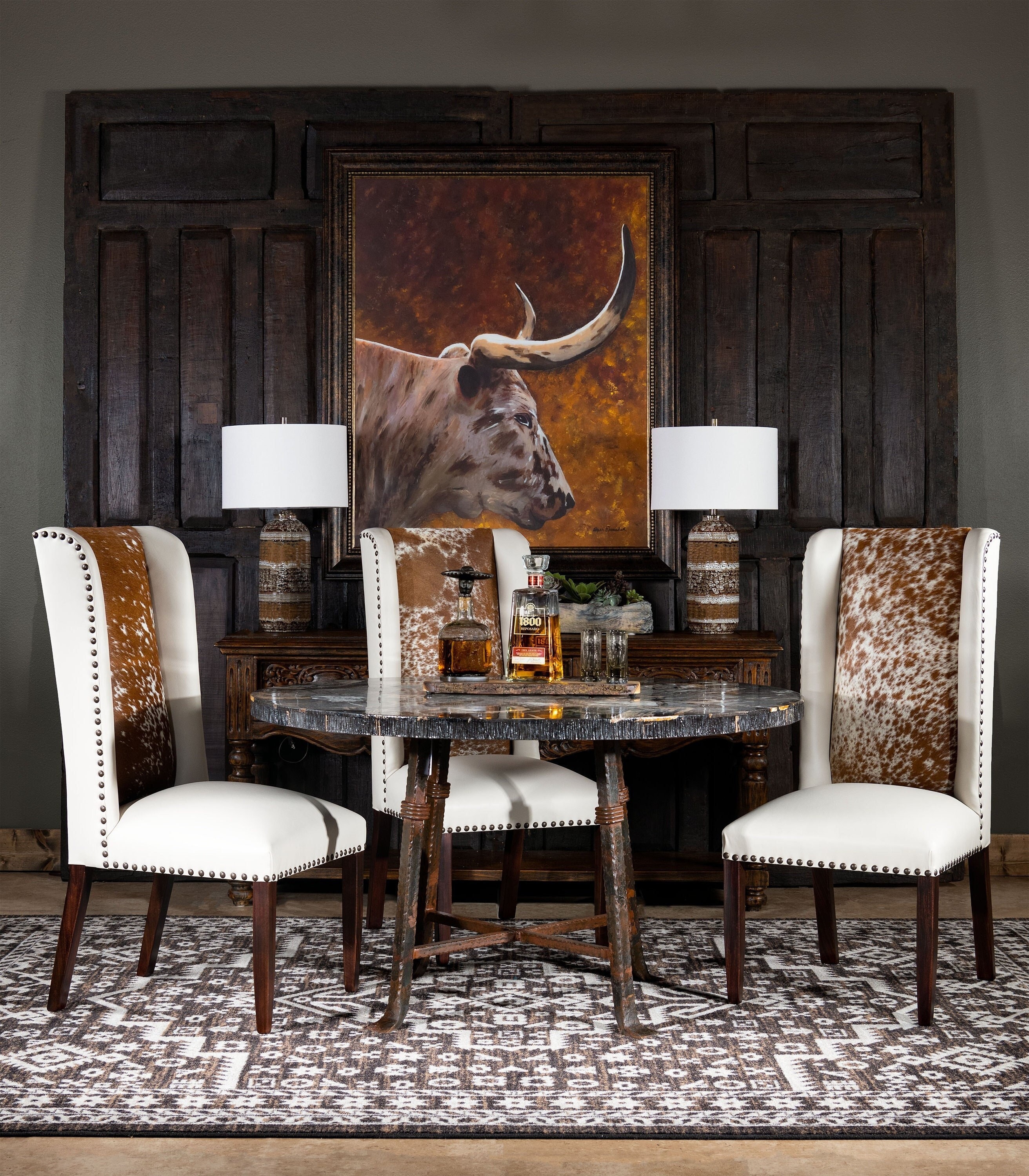 Accent Chair Cowhide Dining Room Set Bristol Upholstered Cowhide
