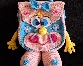 Handmade Crochet Cartoon Backpack, Toddlercore Style