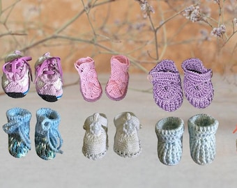 Bedårande handgjorda virkade babyskor, mjuka och mysiga babyskor