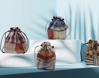 Handmade Fabric Drawstring Pouch: Travel Accessory, Eco-Friendly Gift