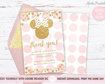 Minnie Mouse Thank You Cards Thank You Notes Thank - Etsy