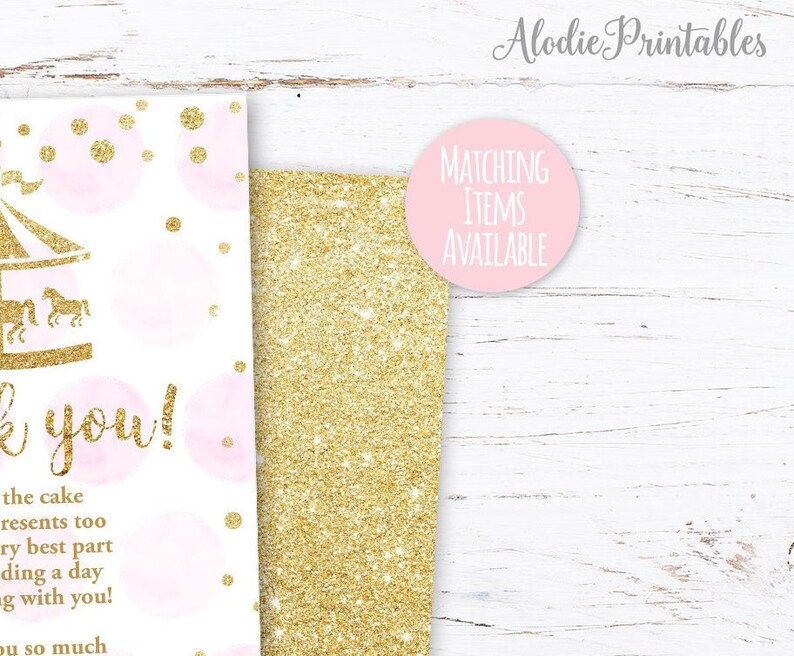 1st BIRTHDAY PARTY Girl Thank You Card First Birthday Thank Etsy