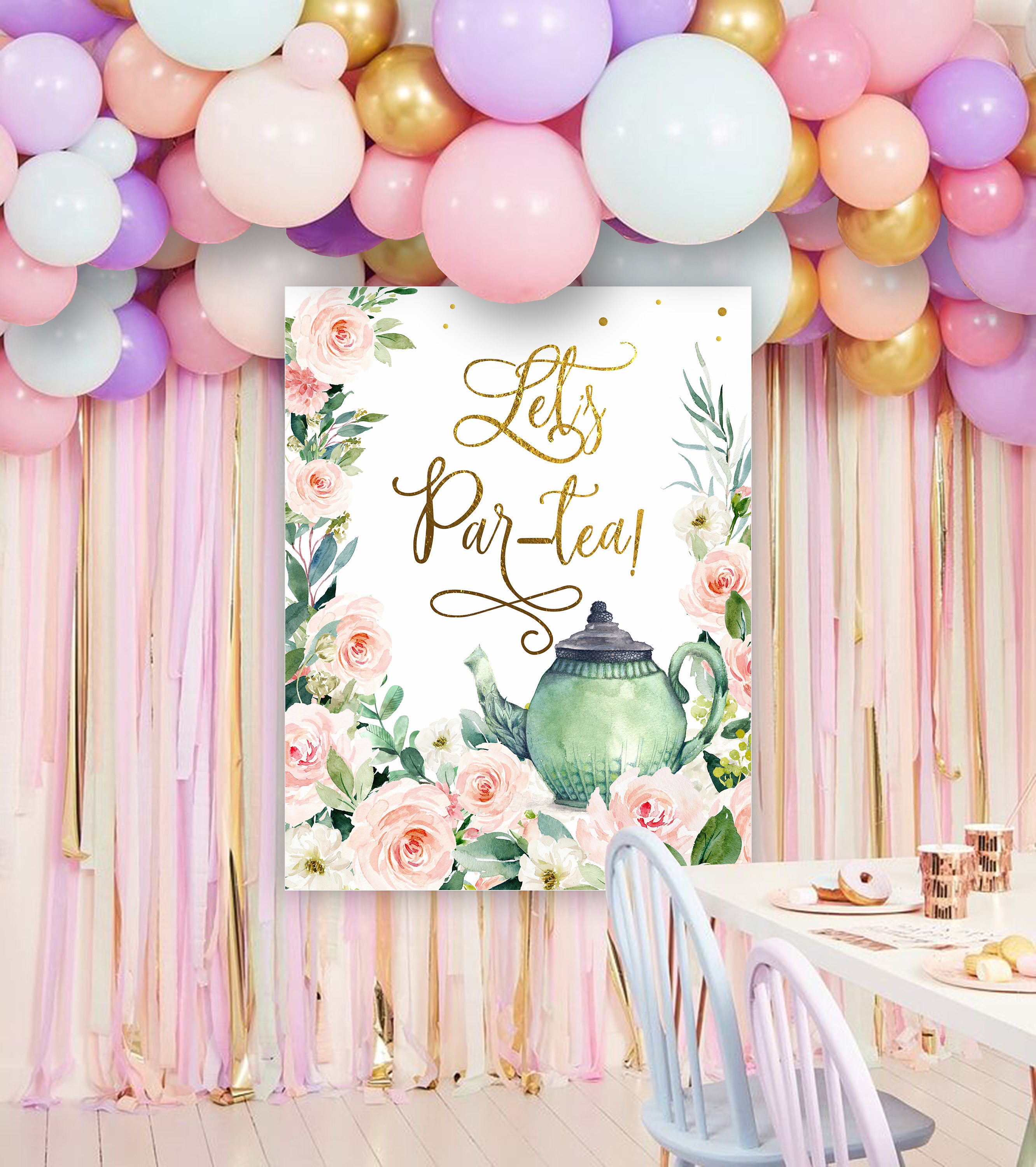 TEA PARTY Sign Printable Let’s Par-tea Welcome Tea for - Etsy