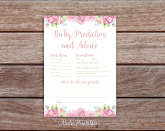 Baby Predictions and Advice, Baby Shower Game, Advice Card, Baby Shower Games, Printable, digital download, BAG03