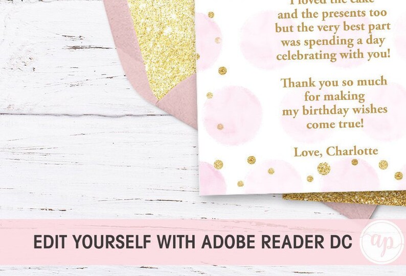 1st BIRTHDAY PARTY Girl Thank You Card First Birthday Thank Etsy