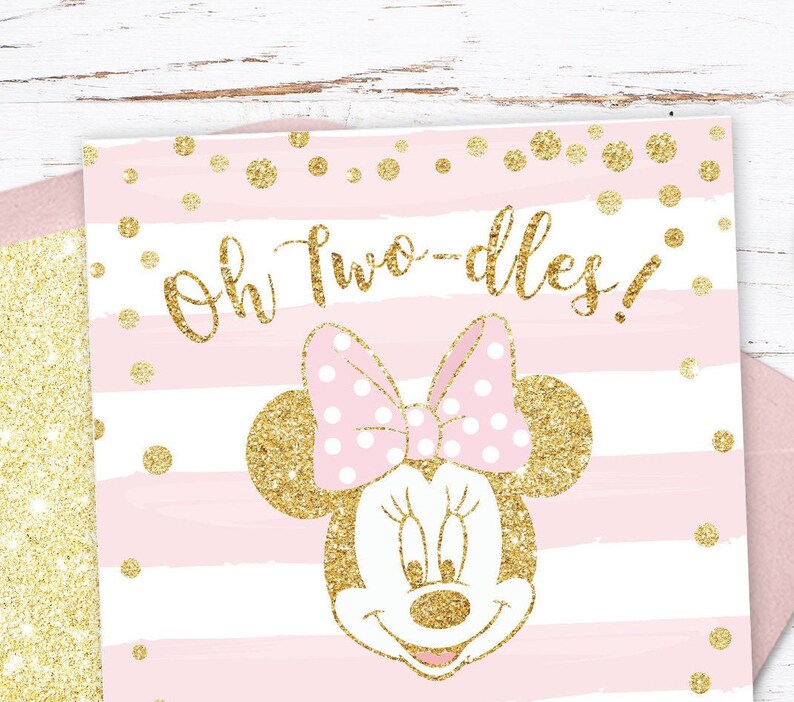 Oh Twodles MINNIE MOUSE 2nd Birthday Invitation Girl Twodles Etsy