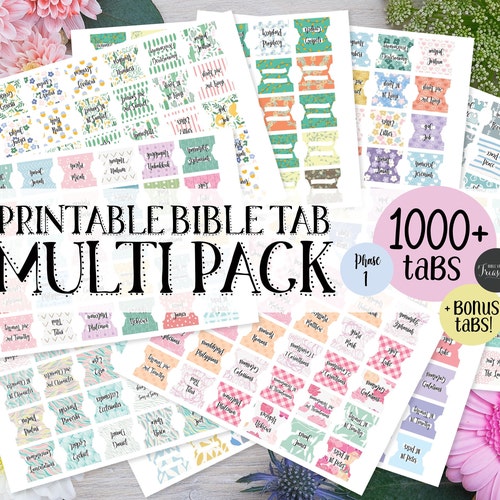 Printable Bible Tabs Instant Download Themed Tabs &amp; Blank Tabs - Etsy