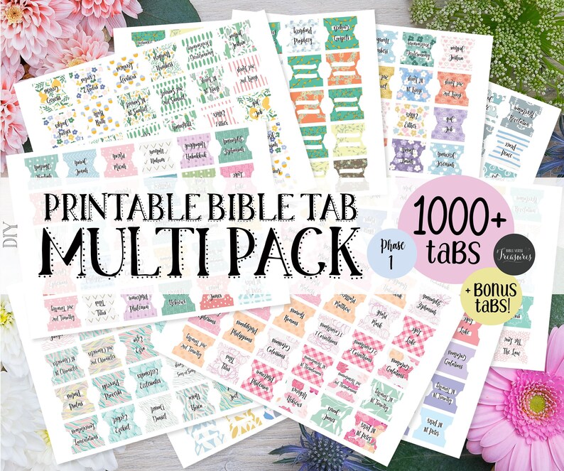 Printable Bible Tabs Instant Download Themed Tabs &amp; Blank Tabs - Etsy