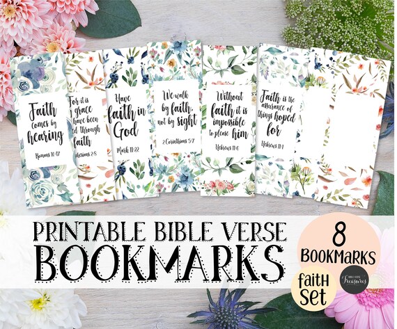 Printable Bookmarks Set of 8 Faith Bible Verse Texts - Etsy