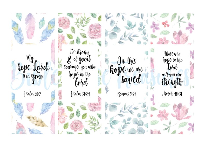 printable bookmarks set of 8 hope bible verse texts