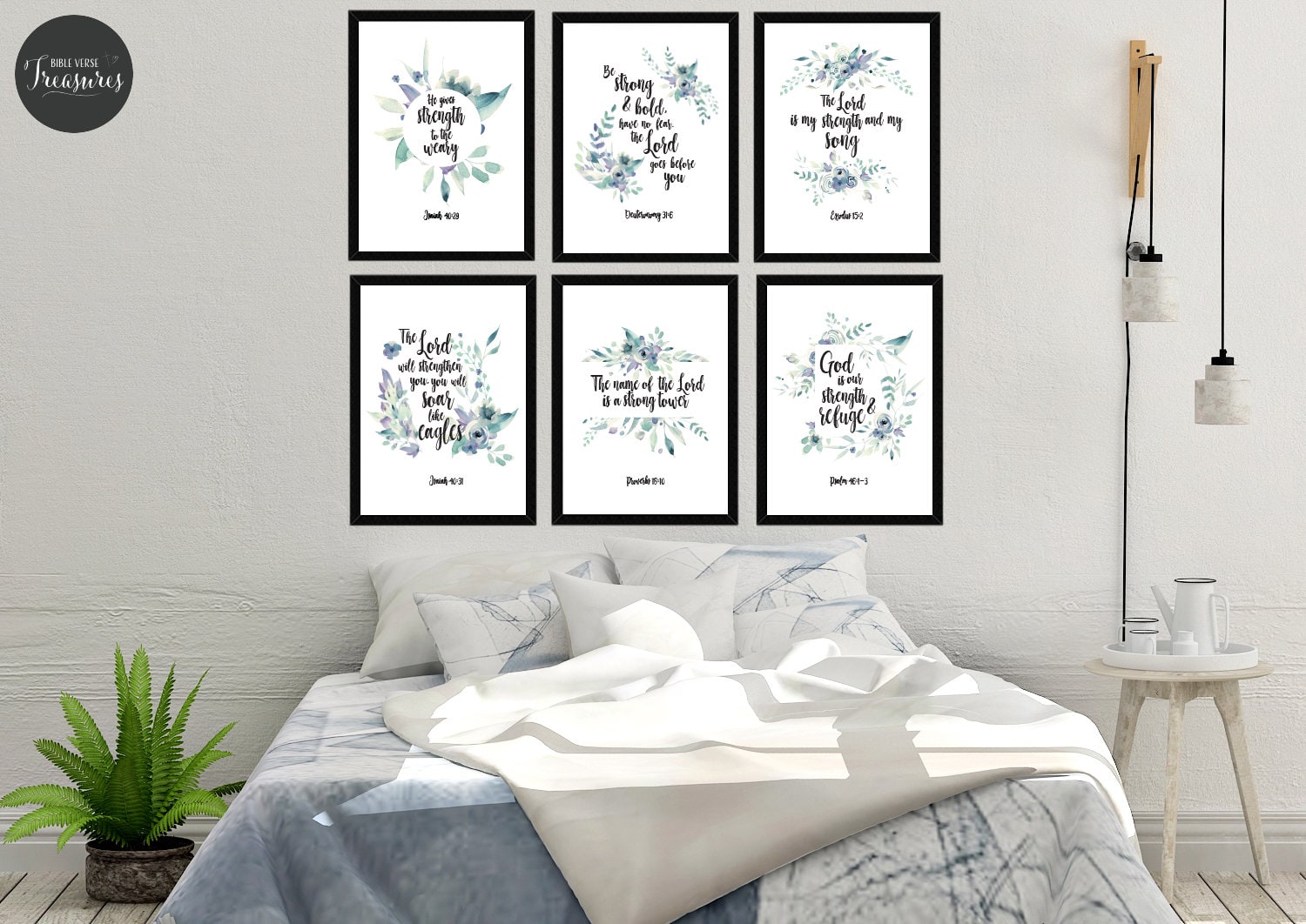 Set of 6 Printable Bible Verses About Strength Scripture | Etsy