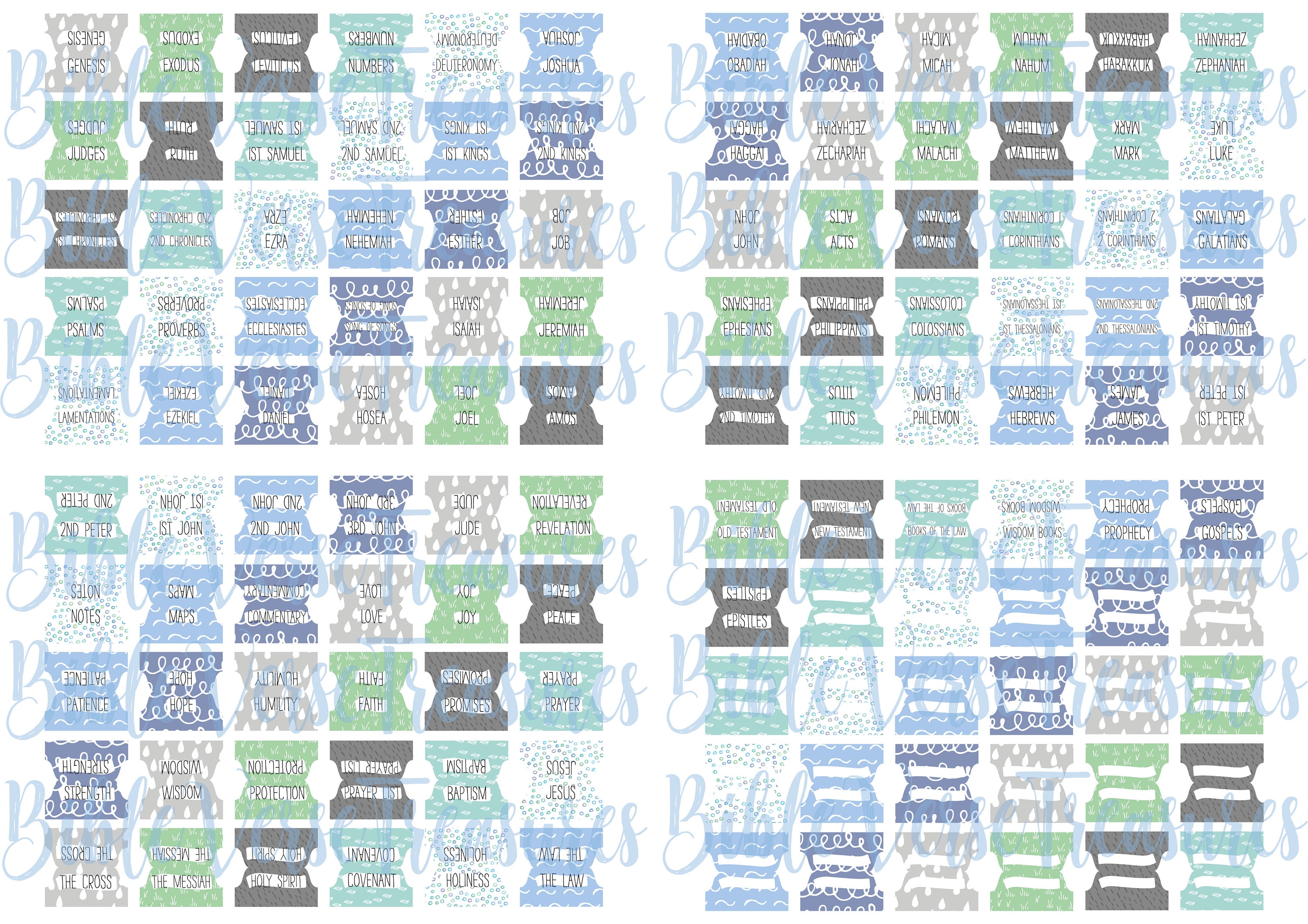 Printable Bible Tabs Instant Download Themed Tabs &amp; Blank Tabs - Etsy