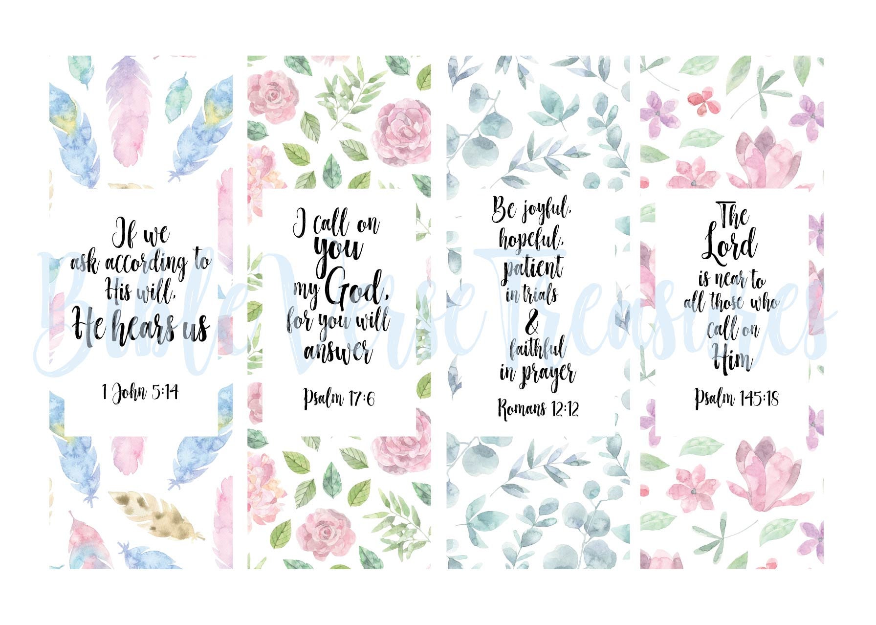 Printable Bookmarks Set of 8 Prayer Bible Verse Texts | Etsy