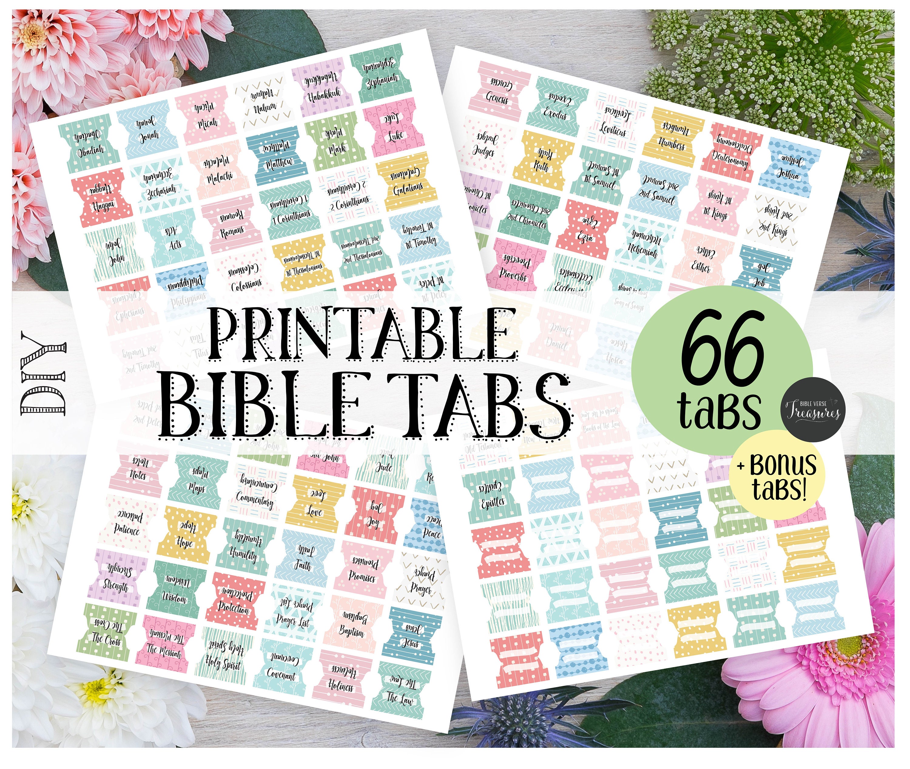 120 Patterned Bible Tabs Index Divider Bookmarks Bible Etsy