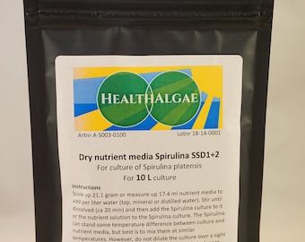 Podłoże do uprawy Spirulina platensis (10 l) Podłoże suche SSD1+2 do hodowli żywych alg (220 g, 10 l) Do uprawy żywej Spiruliny