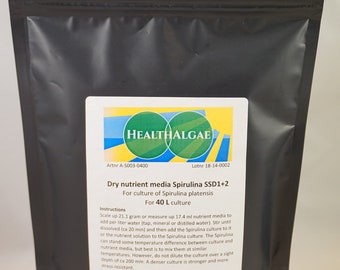 Milieu de culture Spirulina platensis (40 L) Milieu sec SSD1+2 pour la culture d'algues vivantes (850 g, 40 L) Pour la culture de spiruline vivante