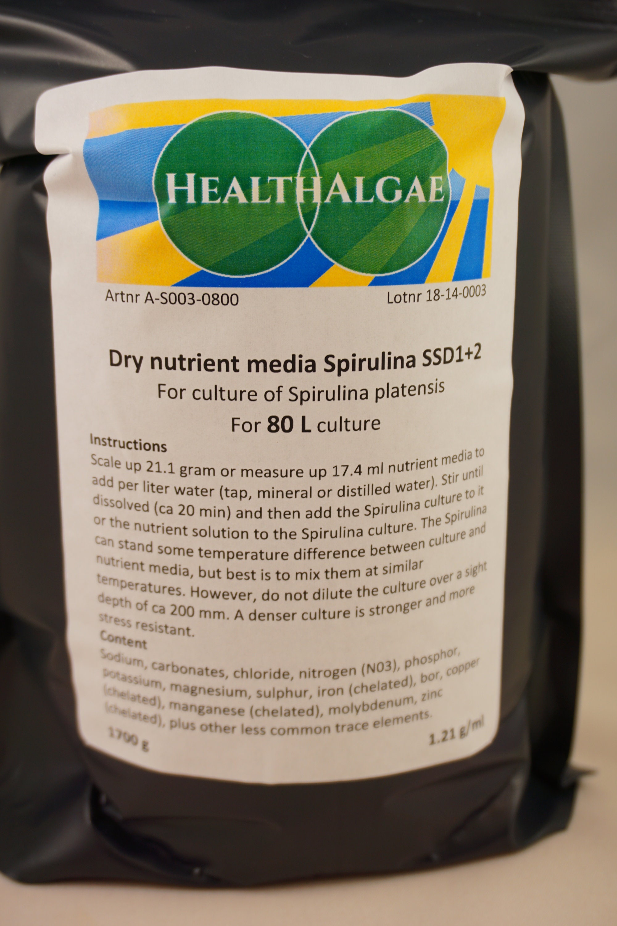 Spirulina Platensis Grow Medium 80 L Dry Medium SSD12 for Live Algae