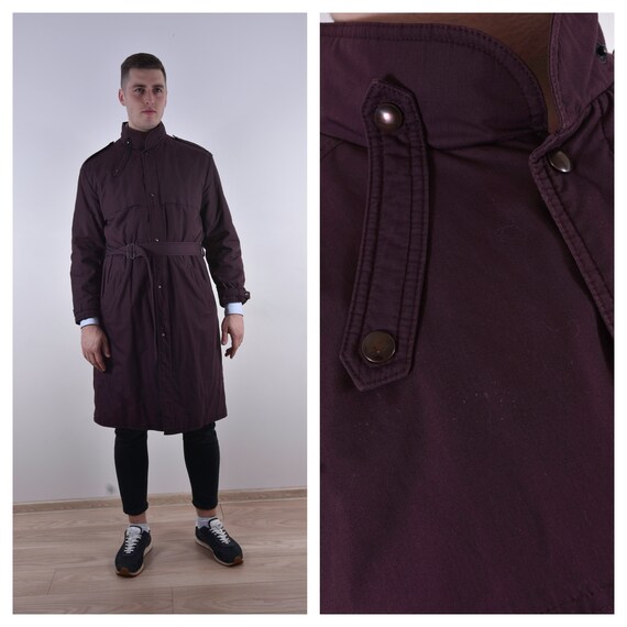 Bordeaux Long Coat Trench Coat Men Long Coat Belte