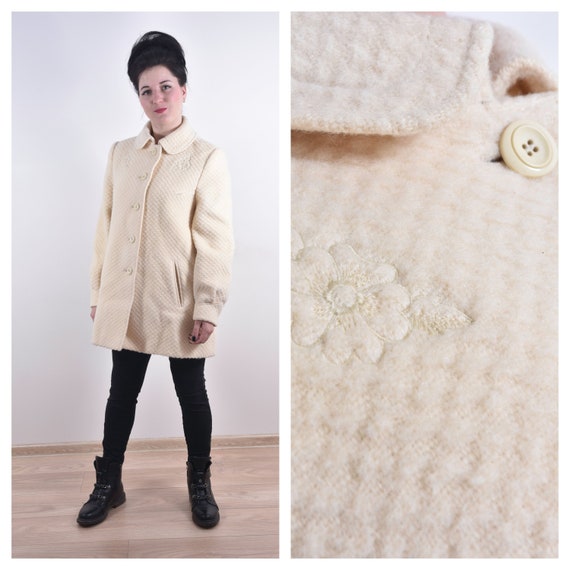 Vintage Women Coat Women Jacket Retro Light Creamy