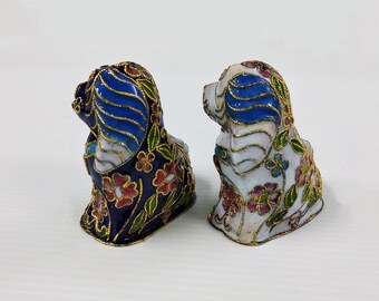 Vintage Chinese Cloisonne Small Dog Figurine,gold-plated Copper