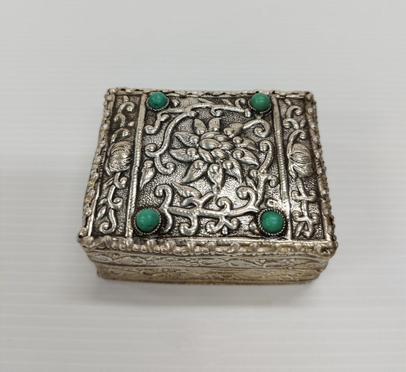 Vintage Chinese Silver Plated Rectangular Floral … - image 4