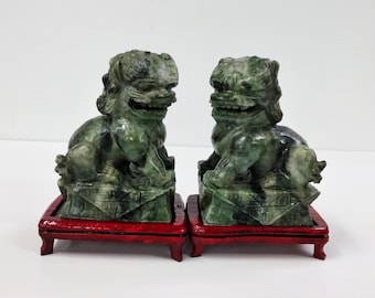 翡翠の獅子、狛犬、中国の守護獅子、中国の手彫り像、置物
