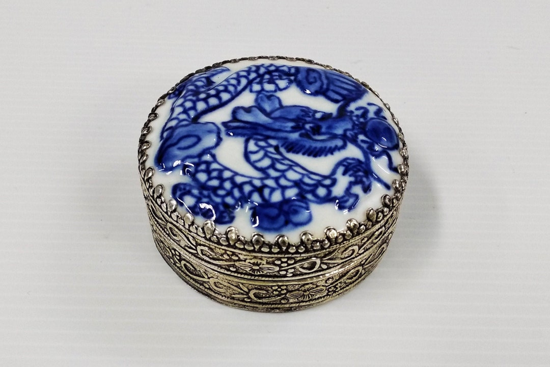 古着人気アイテム Silver-plated Chinese Vintage Round Trinket Jewelry Small 家具・インテリア
