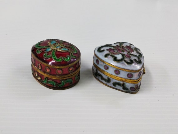 Vintage Chinese Cloisonne Miniature Ring Jewelry … - image 3