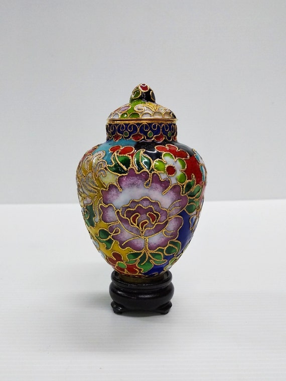 Vintage Chinese Cloisonne Hand-painted Small Ginge