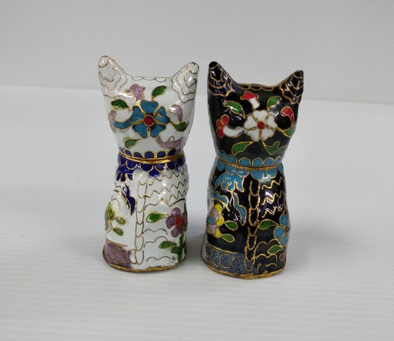 Vintage Chinese Cloisonne Small Cat Statue Figuri… - image 5