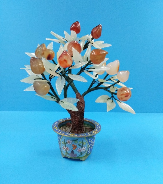 Vintage handgemachte Topf Jade Pfirsich Baum Landschaft, Achat  Langlebigkeit Pfirsich Bonsai Jade Obstbaum, chinesischer Cloisonne  Korbfrmiger Blumentopf - Etsy Schweiz