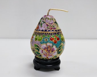 七宝焼 小鳥の置物 インテリア ヴィンテージ中国製七宝焼き鳥像、手描きのミニチュア鳥置物