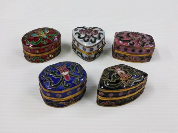 Vintage Chinese Cloisonne Miniature Ring Jewelry … - image 2
