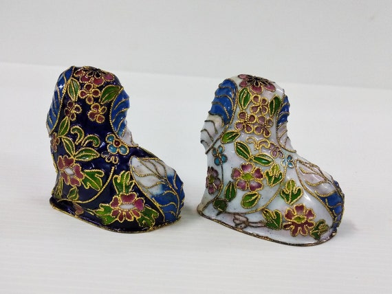 Vintage Chinese Cloisonne Small Dog Figurine,gold-plated Copper
