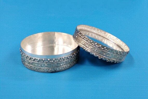 Boîtier Métal Vintage Plaqué Argent Antique Imitation Émeraude - King Size 85mm 18-20 Cigares