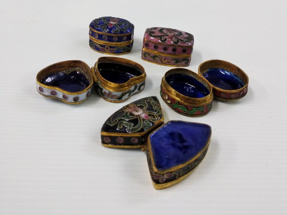 Vintage Chinese Cloisonne Miniature Ring Jewelry … - image 5
