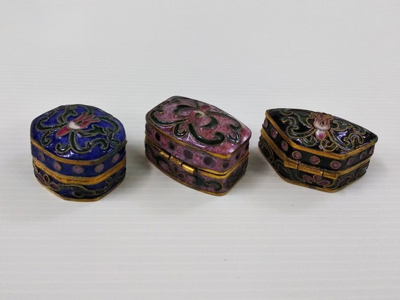 Vintage Chinese Cloisonne Miniature Ring Jewelry … - image 4