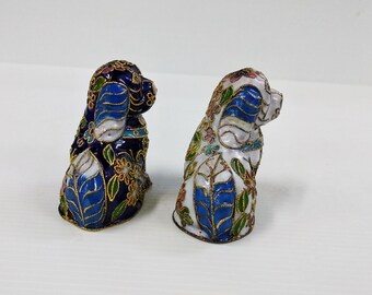 Vintage Chinese Cloisonne Small Dog Figurine,gold-plated Copper