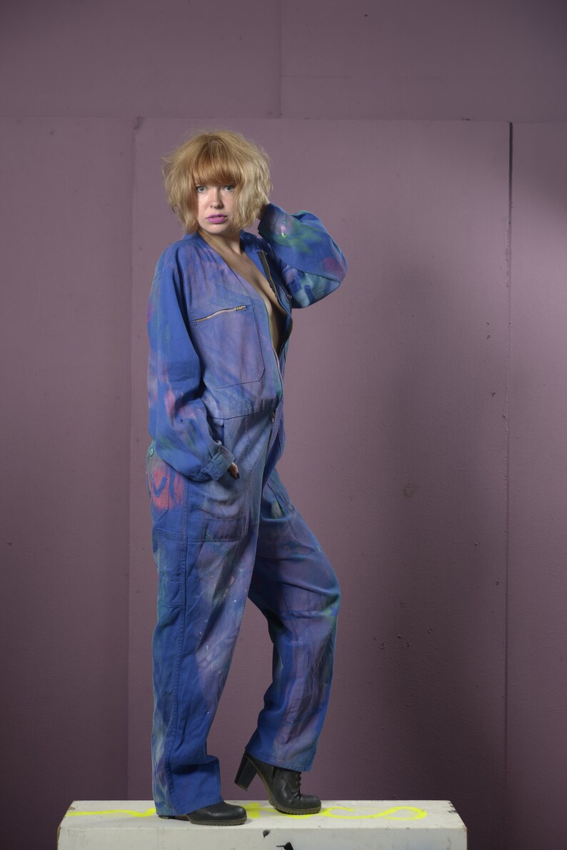 blue craftsman/'s jumpsuit in size ML who are da heroes and who are da terrorists from the collection fashion punks fuck off!