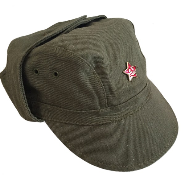 USSR Soviet Army Military Afghanistan War Uniform Dark Green Cap Hat Badge