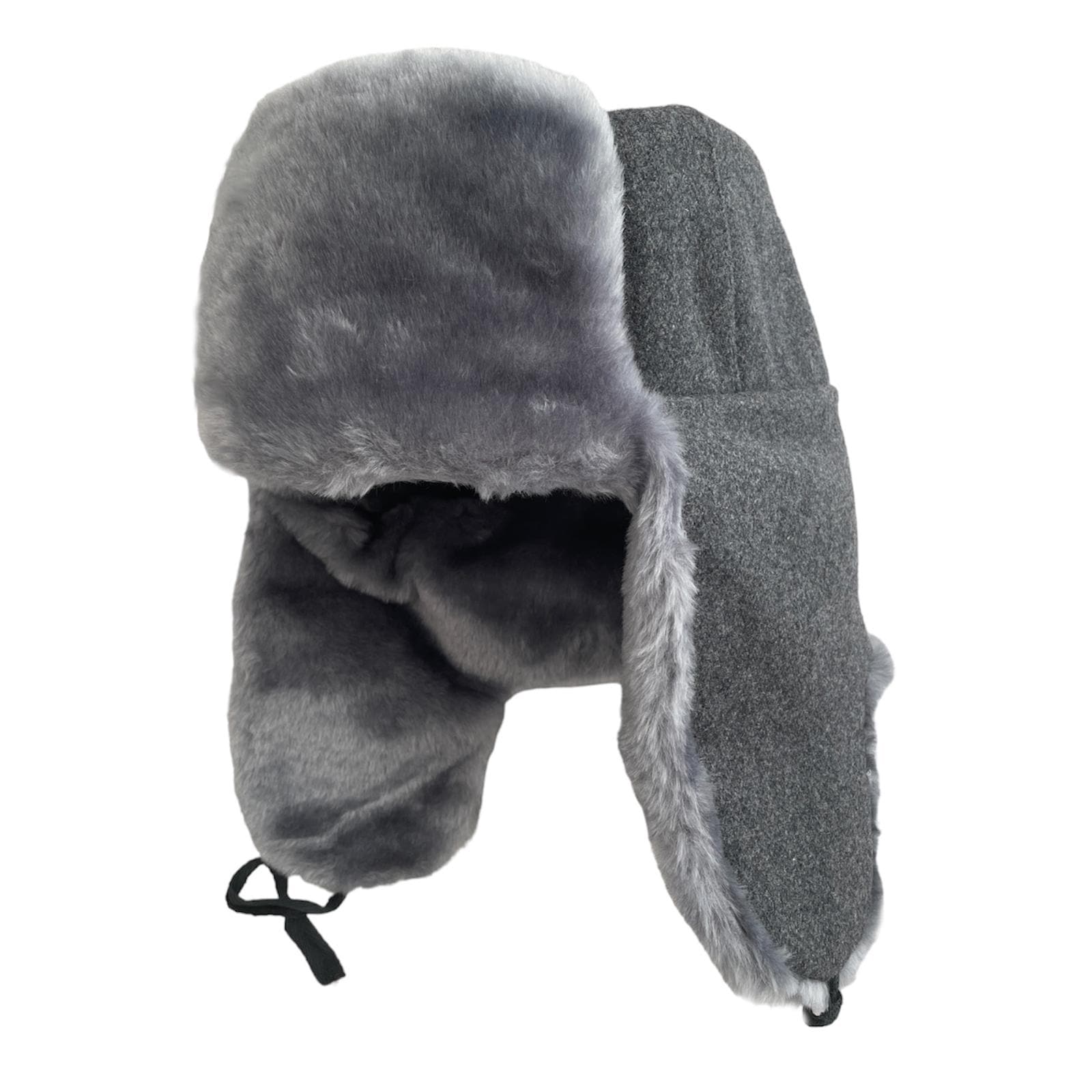 Retro Faux Fur Soviet Style Ushanka – Grey Ash Winter Trapper Hat