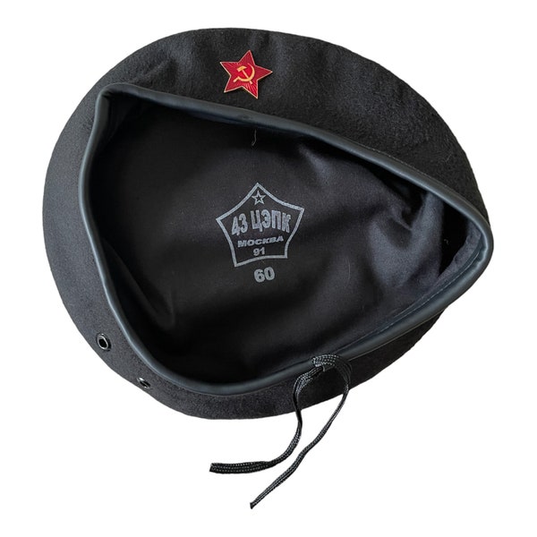 Schwarze CHE Guevara Style Baskenmütze Hut Mütze UdSSR Rote Stern Abzeichen