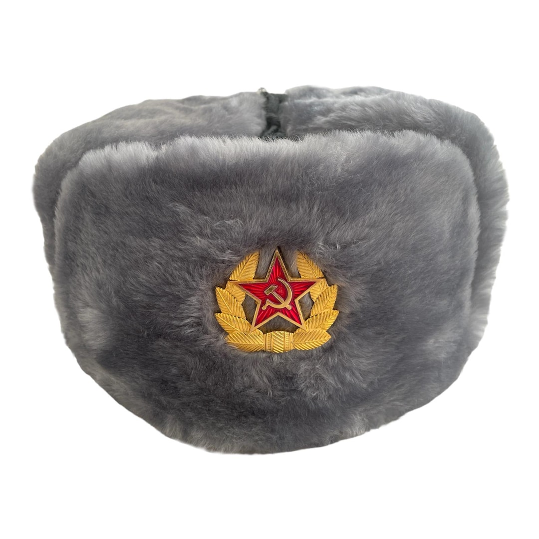 Retro Faux Fur Soviet Style Ushanka – Grey Ash Winter Trapper Hat