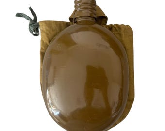 Genuine USSR Soviet Army Military Khaki Flask Water Bottle Belt Case